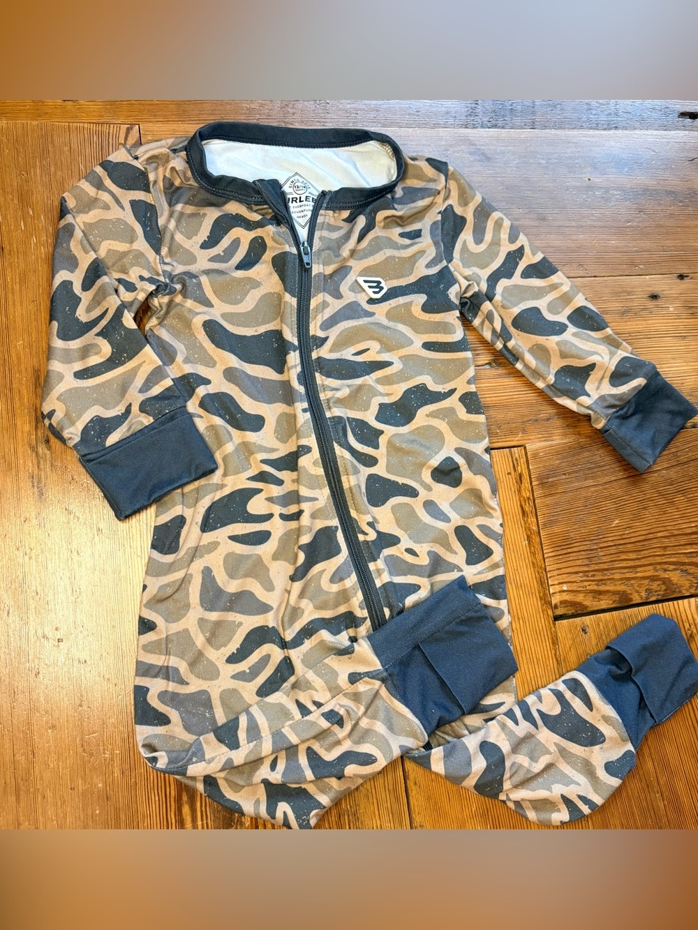 Burlebo Camo Zip-Front Infant Footed Pajama Boy bundle of 2 size 12-18 months